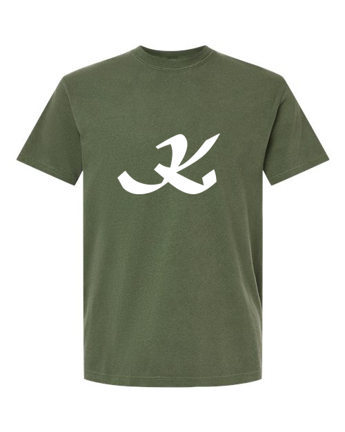 Alphabet K T-Shirt 9 inch calligraphy White ink, Hemp