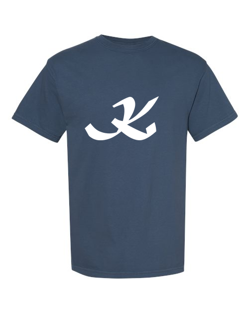 Alphabet K T-Shirt 9 inch calligraphy White ink, Midnight