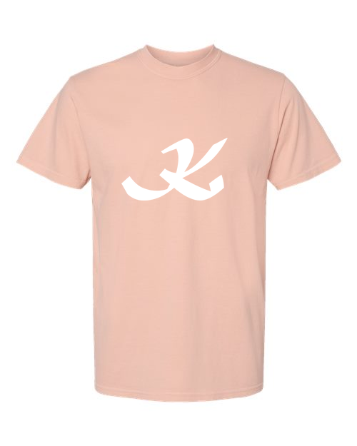 Alphabet K T-Shirt 9 inch calligraphy White ink, Peachy