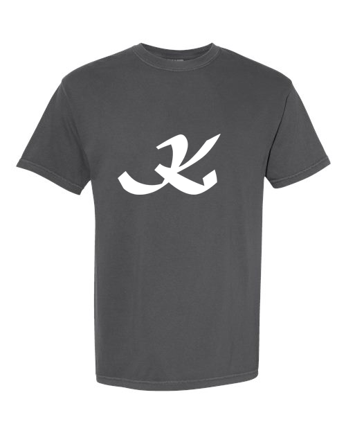 Alphabet K T-Shirt 9 inch calligraphy White ink, Pepper