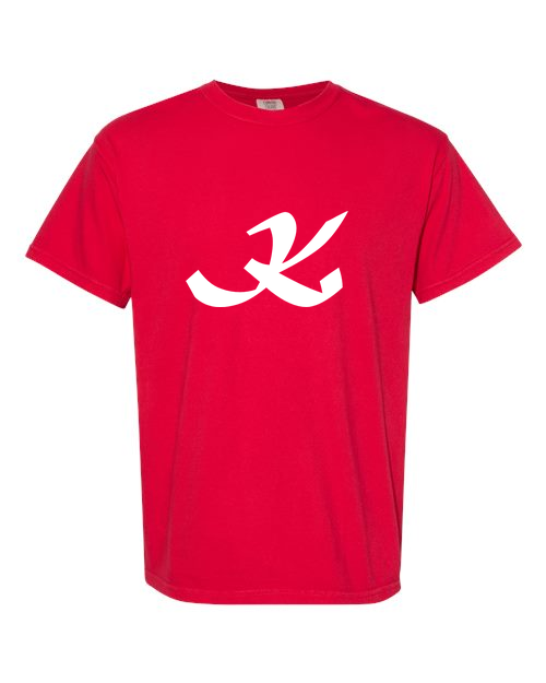 Alphabet K T-Shirt 9 inch calligraphy White ink, Red