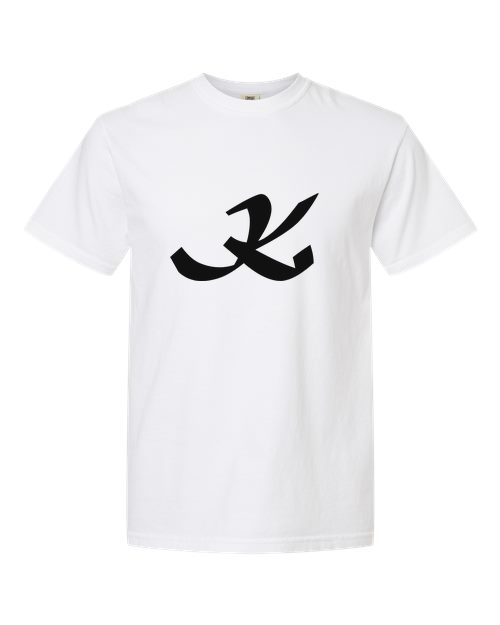 Alphabet K T-Shirt 9 inch calligraphy Black ink, White