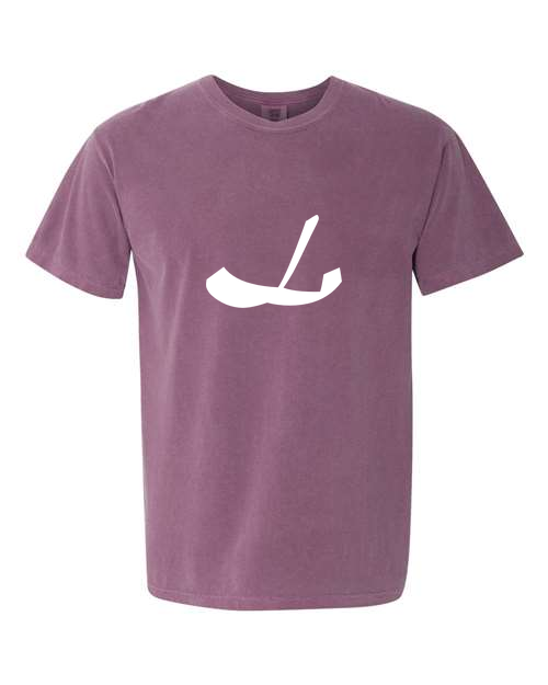 Alphabet L T-Shirt 9 inch calligraphy White ink, Berry