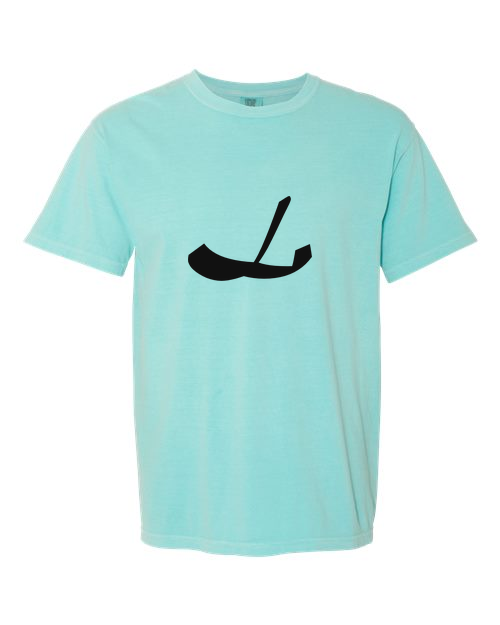 Alphabet L T-Shirt 9 inch calligraphy Black ink, Chalky Mint