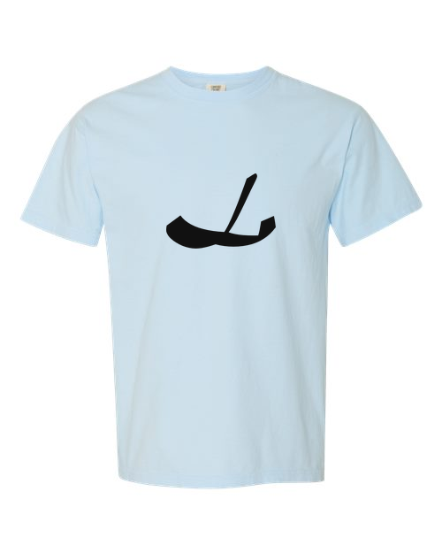 Alphabet L T-Shirt 9 inch calligraphy Black ink, Chambray