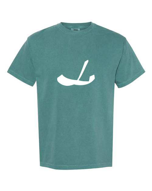 Alphabet L T-Shirt 9 inch calligraphy White ink, Emerald