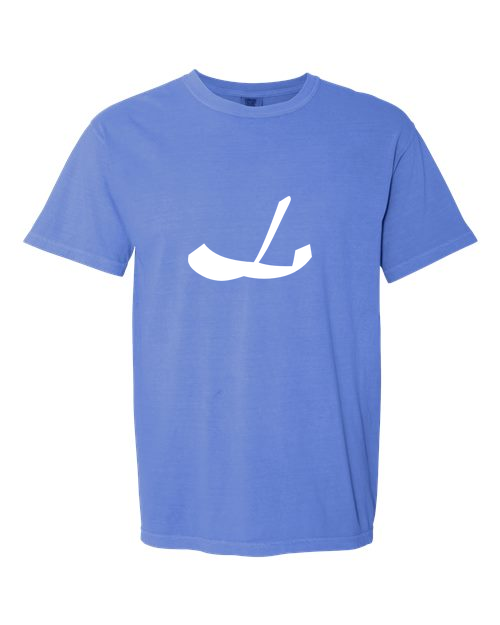Alphabet L T-Shirt 9 inch calligraphy White ink, Flo Blue