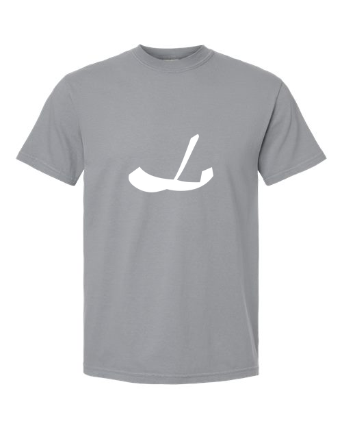 Alphabet L T-Shirt 9 inch calligraphy White ink, Granite