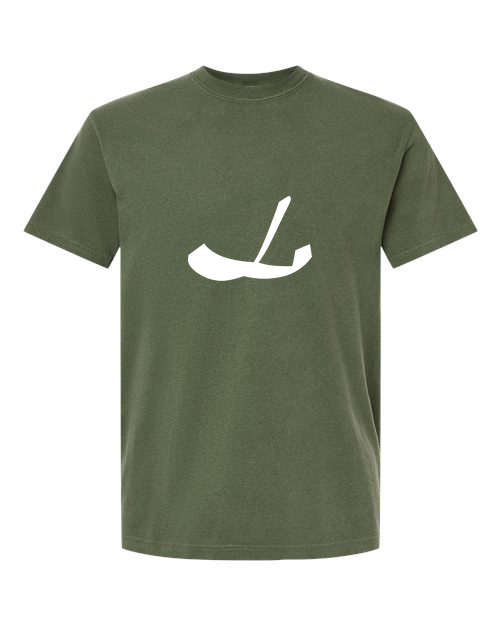 Alphabet L T-Shirt 9 inch calligraphy White ink, Hemp