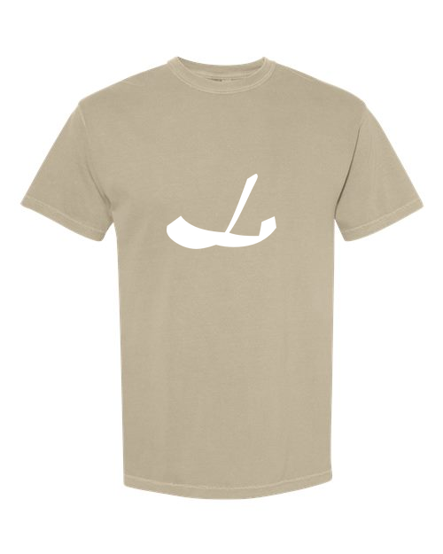 Alphabet L T-Shirt 9 inch calligraphy White ink, Khaki