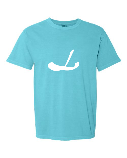 Alphabet L T-Shirt 9 inch calligraphy White ink, Lagoon