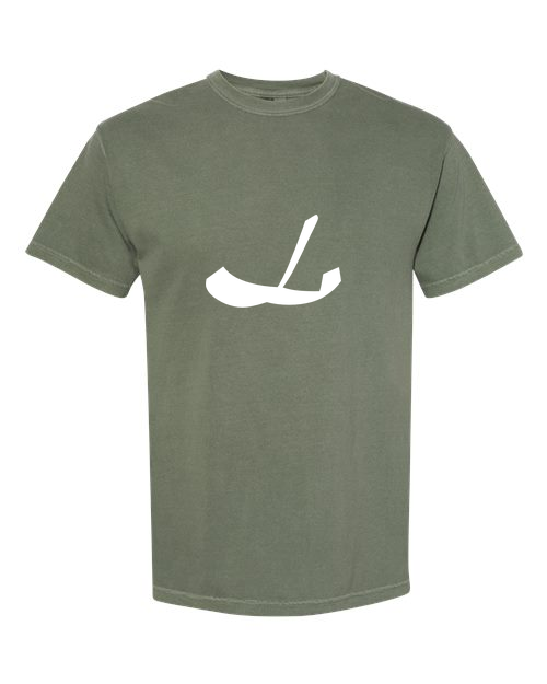 Alphabet L T-Shirt 9 inch calligraphy White ink, Moss