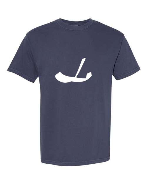 Alphabet L T-Shirt 9 inch calligraphy White ink, Navy