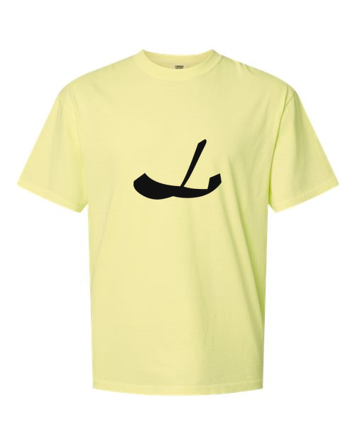 Alphabet L T-Shirt 9 inch calligraphy Black ink, Neon Lemon