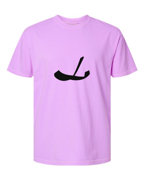 Alphabet L T-Shirt 9 inch calligraphy Black ink, Neon Violet