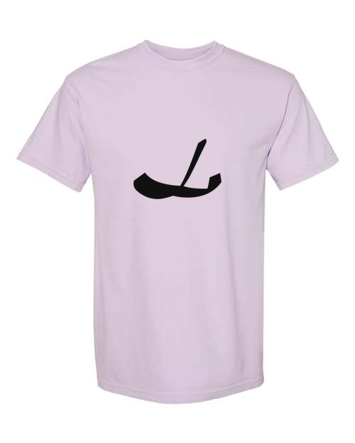 Alphabet L T-Shirt 9 inch calligraphy Black ink, Orchid