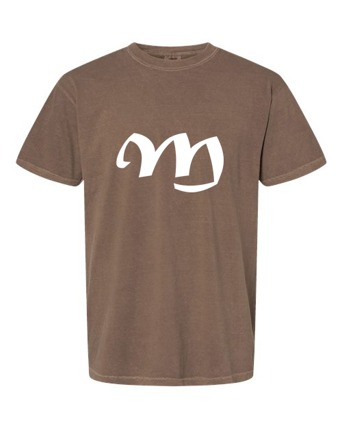 Alphabet M T-Shirt 9 inch calligraphy White ink, Espresso