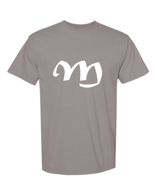Alphabet M T-Shirt 9 inch calligraphy White ink, Grey