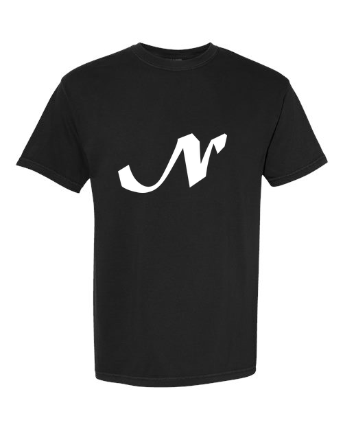 Alphabet N T-Shirt 9 inch calligraphy White ink, Black