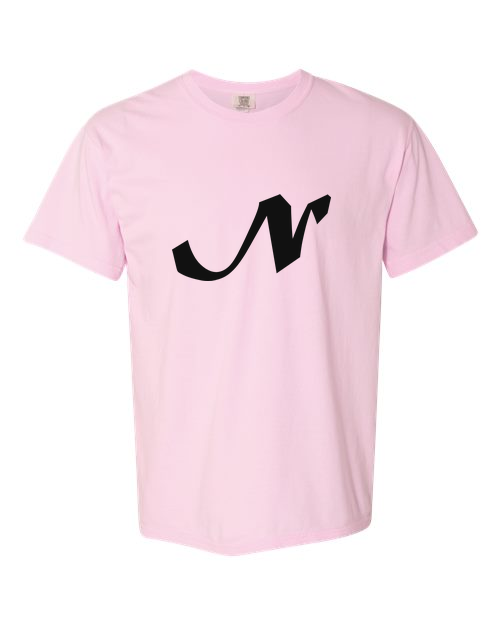 Alphabet N T-Shirt 9 inch calligraphy Black ink, Blossom