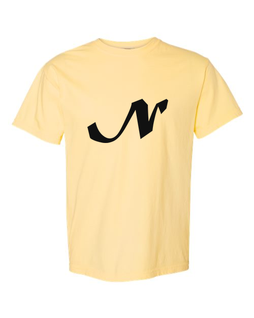 Alphabet N T-Shirt 9 inch calligraphy Black ink, Butter
