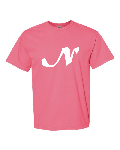 Alphabet N T-Shirt 9 inch calligraphy White ink, Crunchberry
