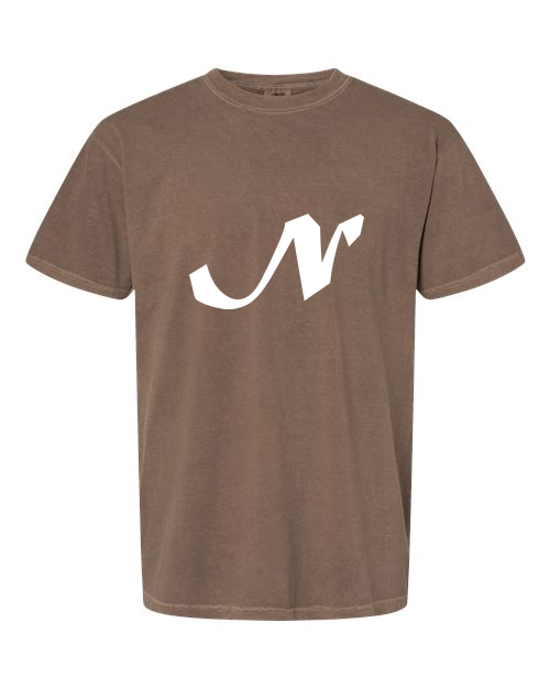 Alphabet N T-Shirt 9 inch calligraphy White ink, Espresso