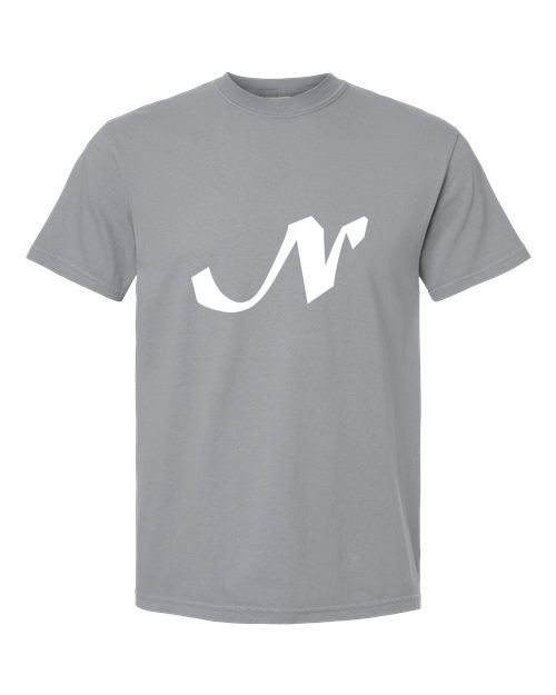 Alphabet N T-Shirt 9 inch calligraphy White ink, Granite