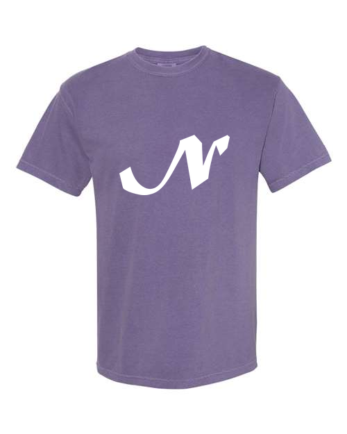 Alphabet N T-Shirt 9 inch calligraphy White ink, Grape