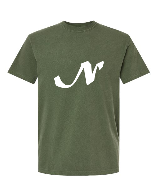 Alphabet N T-Shirt 9 inch calligraphy White ink, Hemp