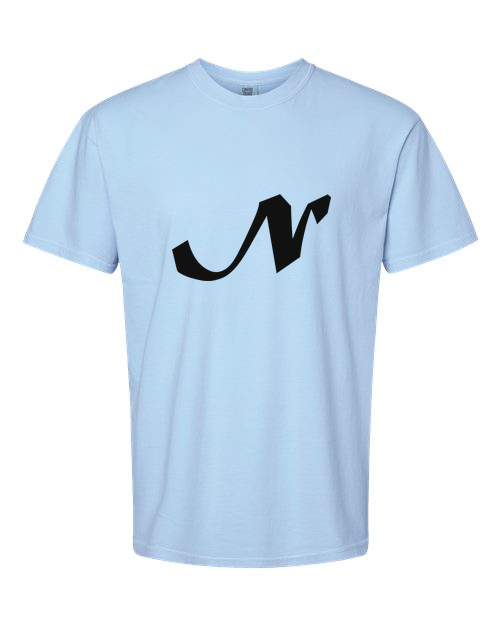 Alphabet N T-Shirt 9 inch calligraphy Black ink, Hydrangea