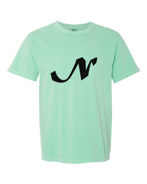 Alphabet N T-Shirt 9 inch calligraphy Black ink, Island Reef