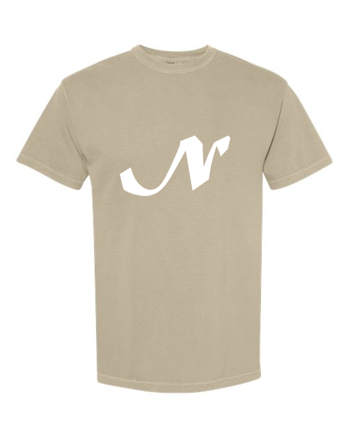 Alphabet N T-Shirt 9 inch calligraphy White ink, Khaki