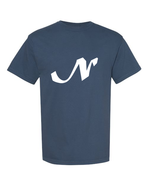 Alphabet N T-Shirt 9 inch calligraphy White ink, Midnight