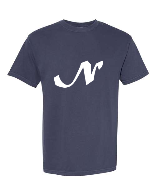 Alphabet N T-Shirt 9 inch calligraphy White ink, Navy