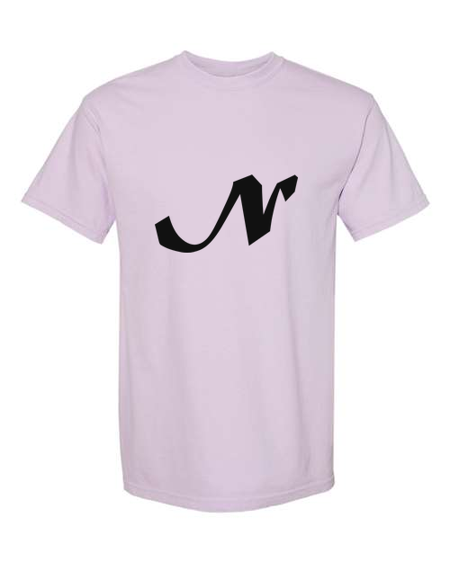 Alphabet N T-Shirt 9 inch calligraphy Black ink, Orchid