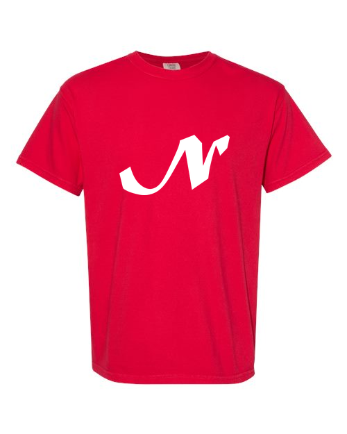 Alphabet N T-Shirt 9 inch calligraphy White ink, Red
