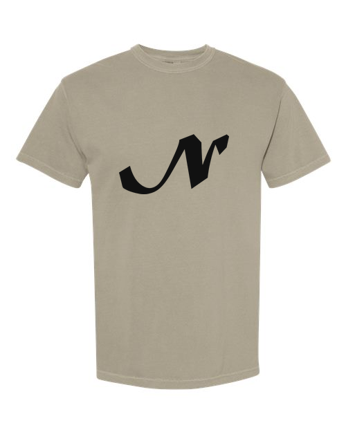 Alphabet N T-Shirt 9 inch calligraphy Black ink, Sandstone
