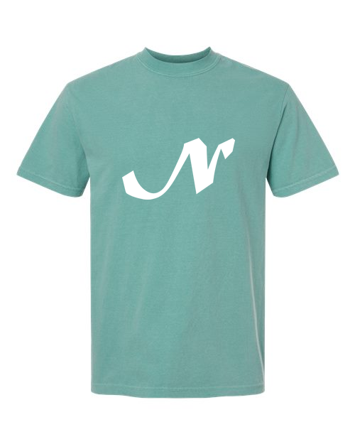 Alphabet N T-Shirt 9 inch calligraphy White ink, Seafoam