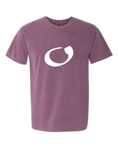 Alphabet O T-Shirt 9 inch calligraphy White ink, Berry