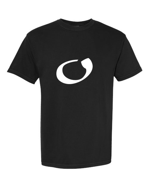 Alphabet O T-Shirt 9 inch calligraphy White ink, Black