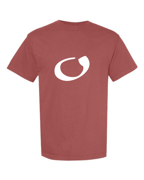 Alphabet O T-Shirt 9 inch calligraphy White ink, Brick