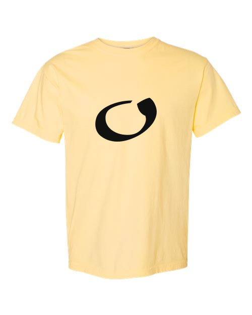 Alphabet O T-Shirt 9 inch calligraphy Black ink, Butter