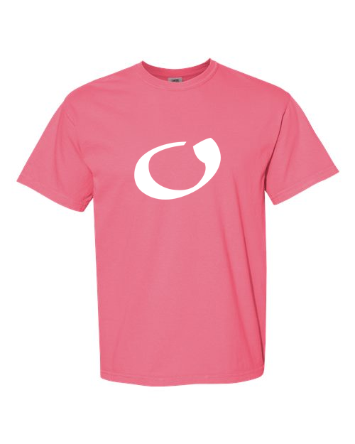 Alphabet O T-Shirt 9 inch calligraphy White ink, Crunchberry