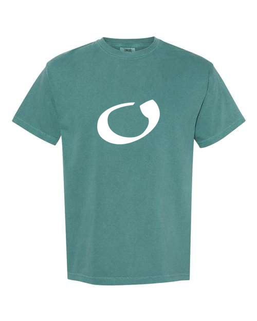 Alphabet O T-Shirt 9 inch calligraphy White ink, Emerald