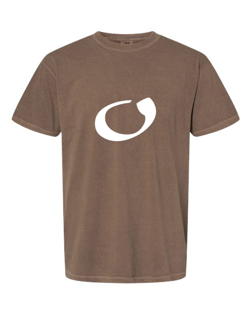 Alphabet O T-Shirt 9 inch calligraphy White ink, Espresso