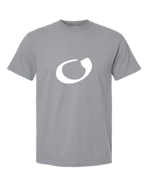 Alphabet O T-Shirt 9 inch calligraphy White ink, Granite
