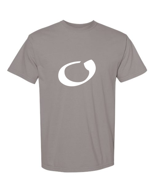 Alphabet O T-Shirt 9 inch calligraphy White ink, Grey