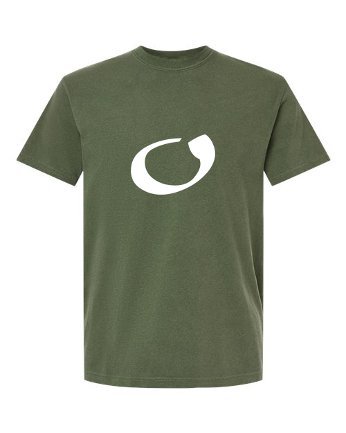 Alphabet O T-Shirt 9 inch calligraphy White ink, Hemp