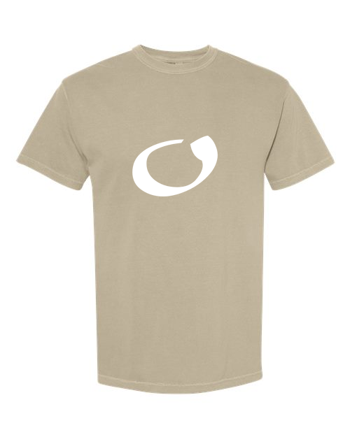 Alphabet O T-Shirt 9 inch calligraphy White ink, Khaki